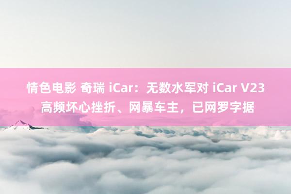 情色电影 奇瑞 iCar：无数水军对 iCar V23 高频坏心挫折、网暴车主，已网罗字据